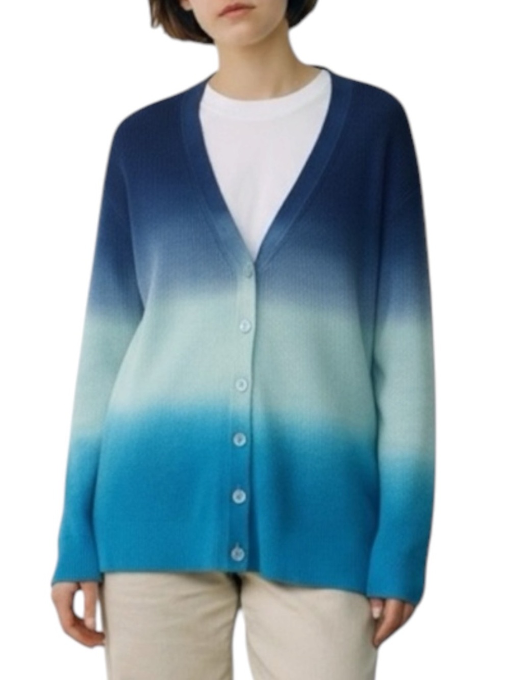 TALBOTS PETITE Cardigan Sweater in Gradient Blue Hues Size M (petite) — PRETTY